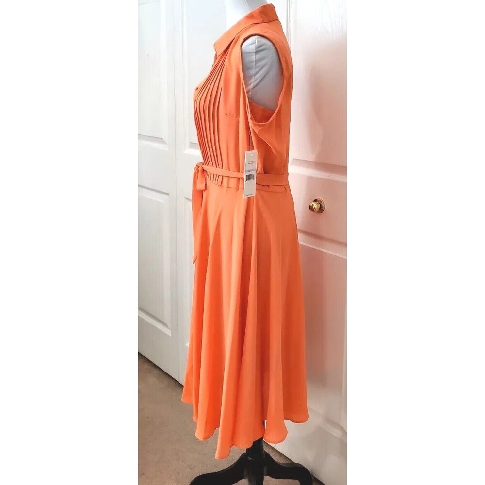 NWT Nanette Lepore Sleeveless Coral Pintuck Dress Fit and Flare Sz 4 MSRP $128 - Picture 2 of 6